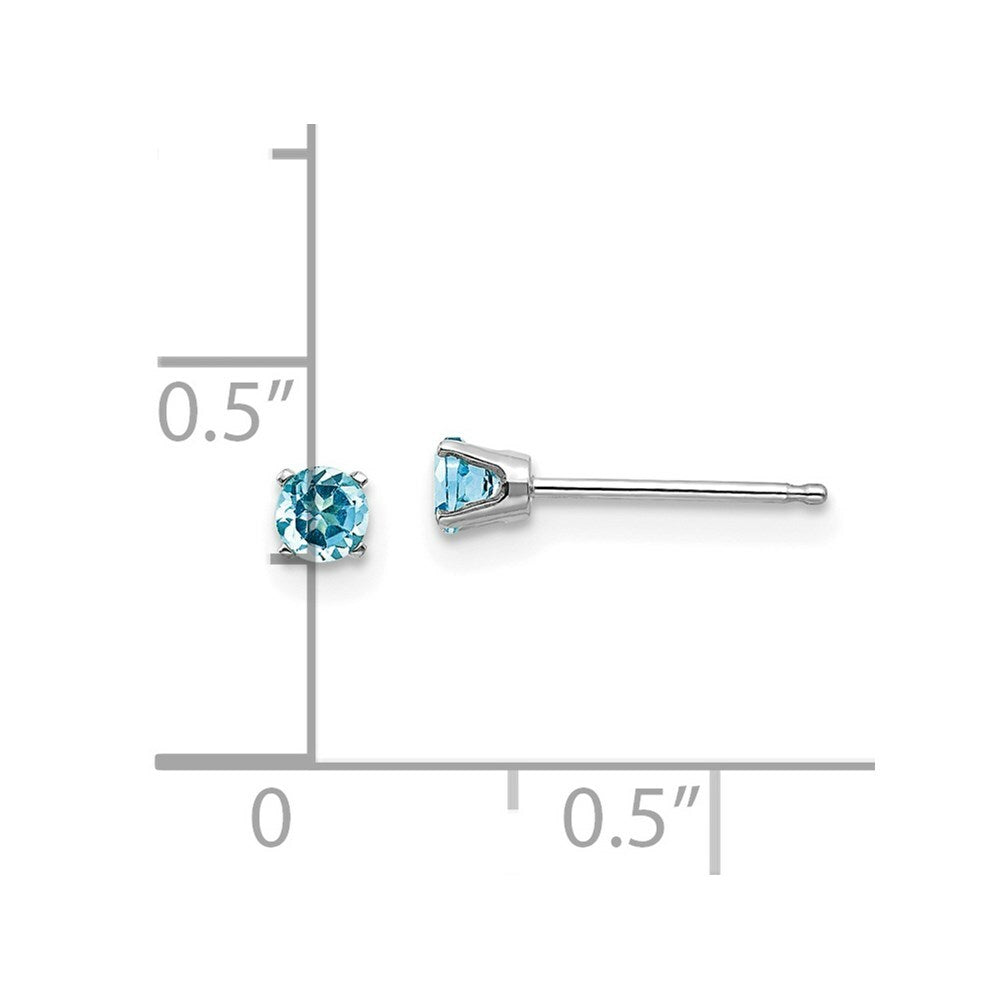 14K White Gold 3mm Blue Topaz Stud Earrings 0.3-Carat tw
