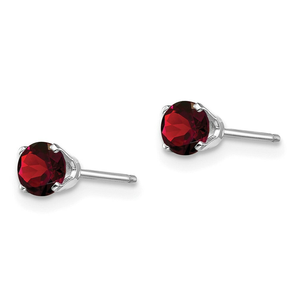 14K White Gold 4mm Garnet Stud Earrings 0.66-Carat tw