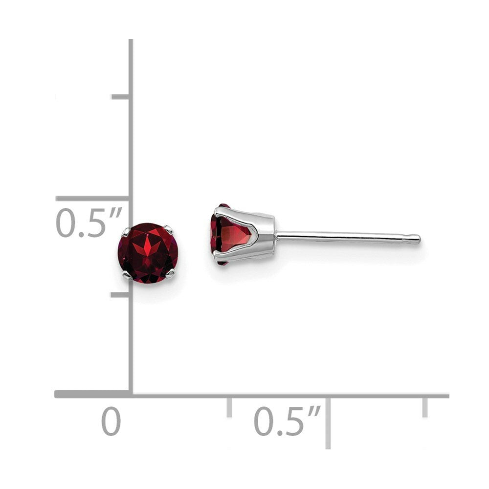 14K White Gold 4mm Garnet Stud Earrings 0.66-Carat tw