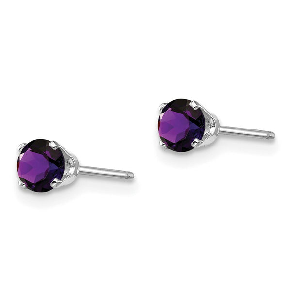 14K White Gold 4mm Amethyst Stud Earrings 0.54-Carat tw