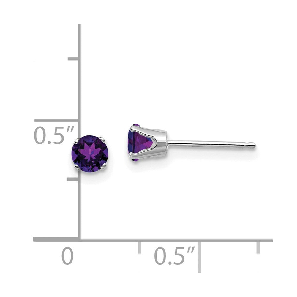 14K White Gold 4mm Amethyst Stud Earrings 0.54-Carat tw