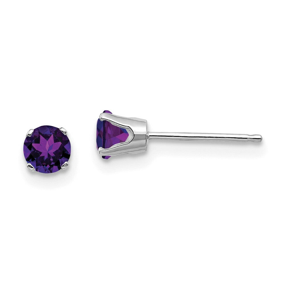 14K White Gold 4mm Amethyst Stud Earrings 0.54-Carat tw