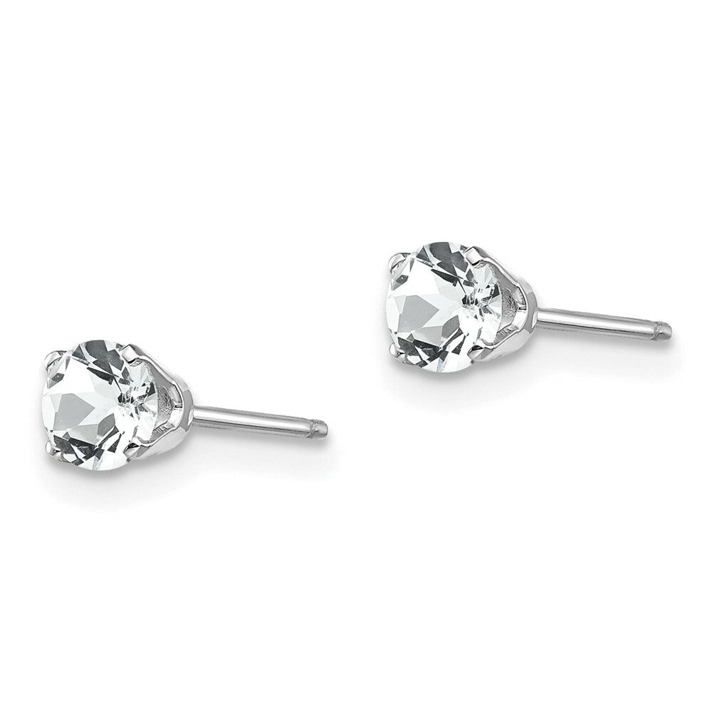 14K White Gold 4mm White Topaz Stud Earrings 0.6-Carat tw