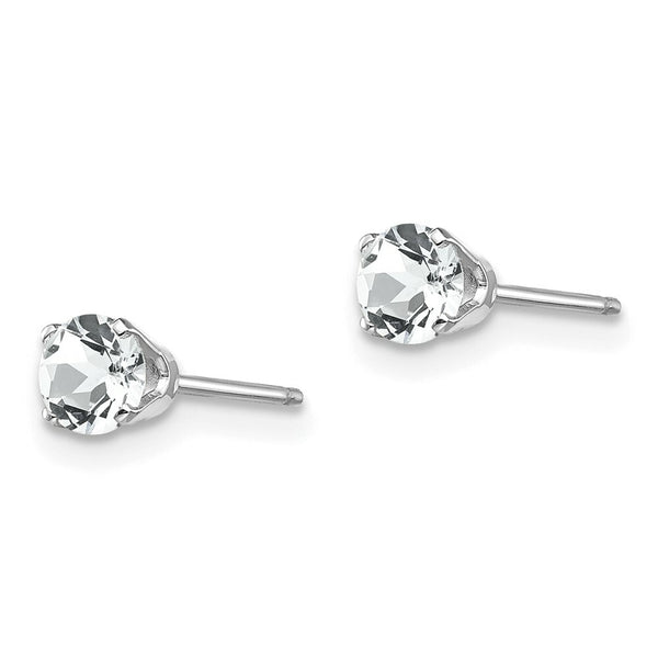 14K White Gold 4mm White Topaz Stud Earrings 0.6-Carat tw