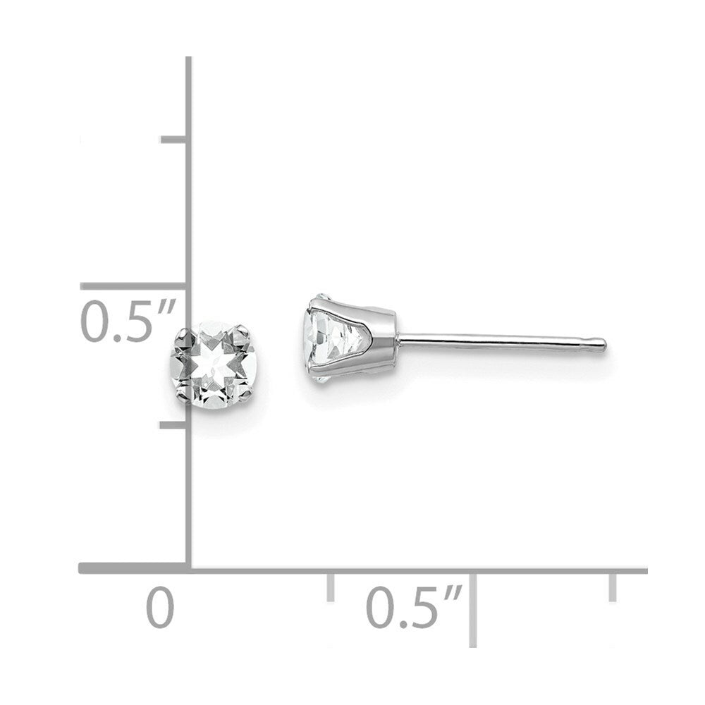 14K White Gold 4mm White Topaz Stud Earrings 0.6-Carat tw
