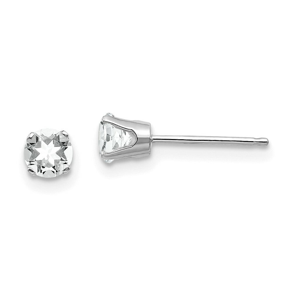 14K White Gold 4mm White Topaz Stud Earrings 0.6-Carat tw