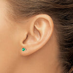 Load image into Gallery viewer, 14K White Gold 4mm Emerald Stud Earrings 0.6-Carat tw
