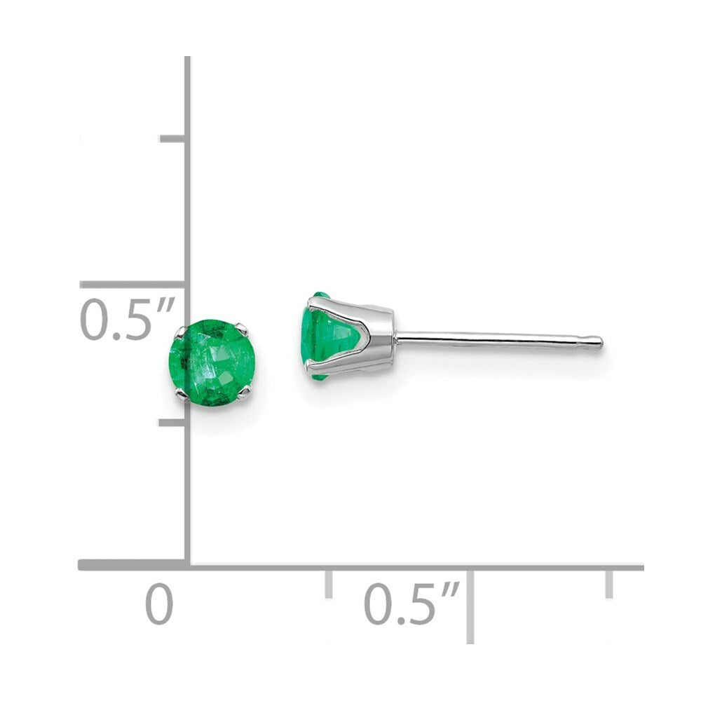 14K White Gold 4mm Emerald Stud Earrings 0.6-Carat tw