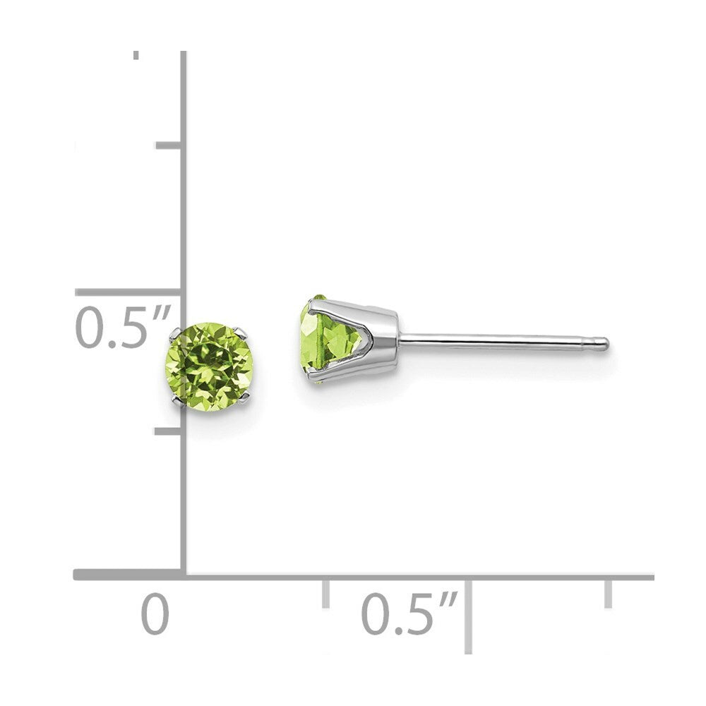 14K White Gold 4mm Peridot Stud Earrings 0.56-Carat tw