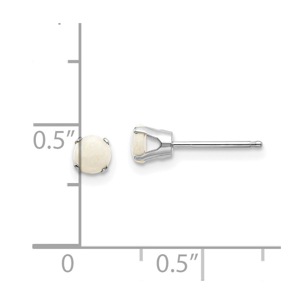 14K White Gold 4mm Opal Stud Earrings 0.36-Carat tw