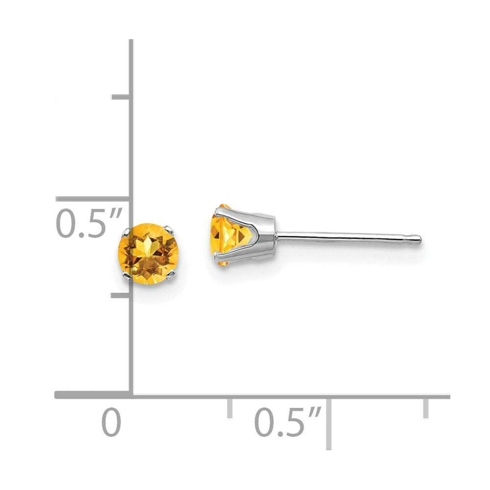 14K White Gold 4mm Citrine Stud Earrings 0.5-Carat tw