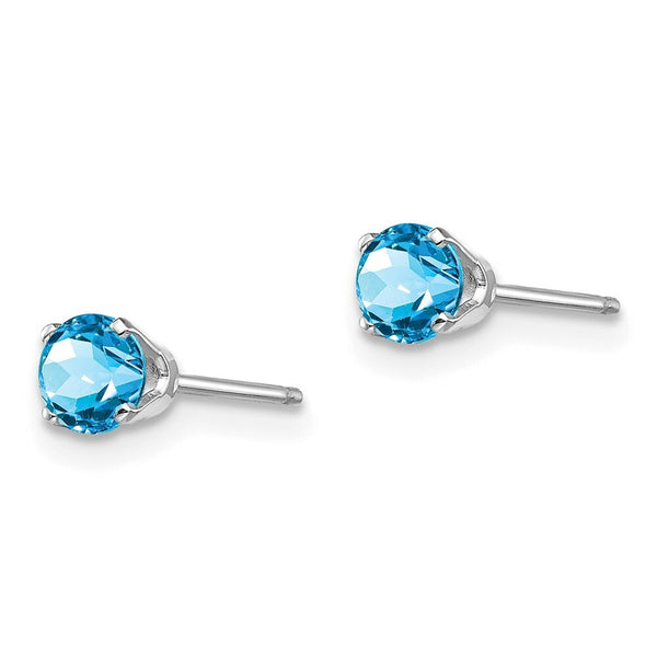 14K White Gold 4mm Blue Topaz Stud Earrings 0.66-Carat tw