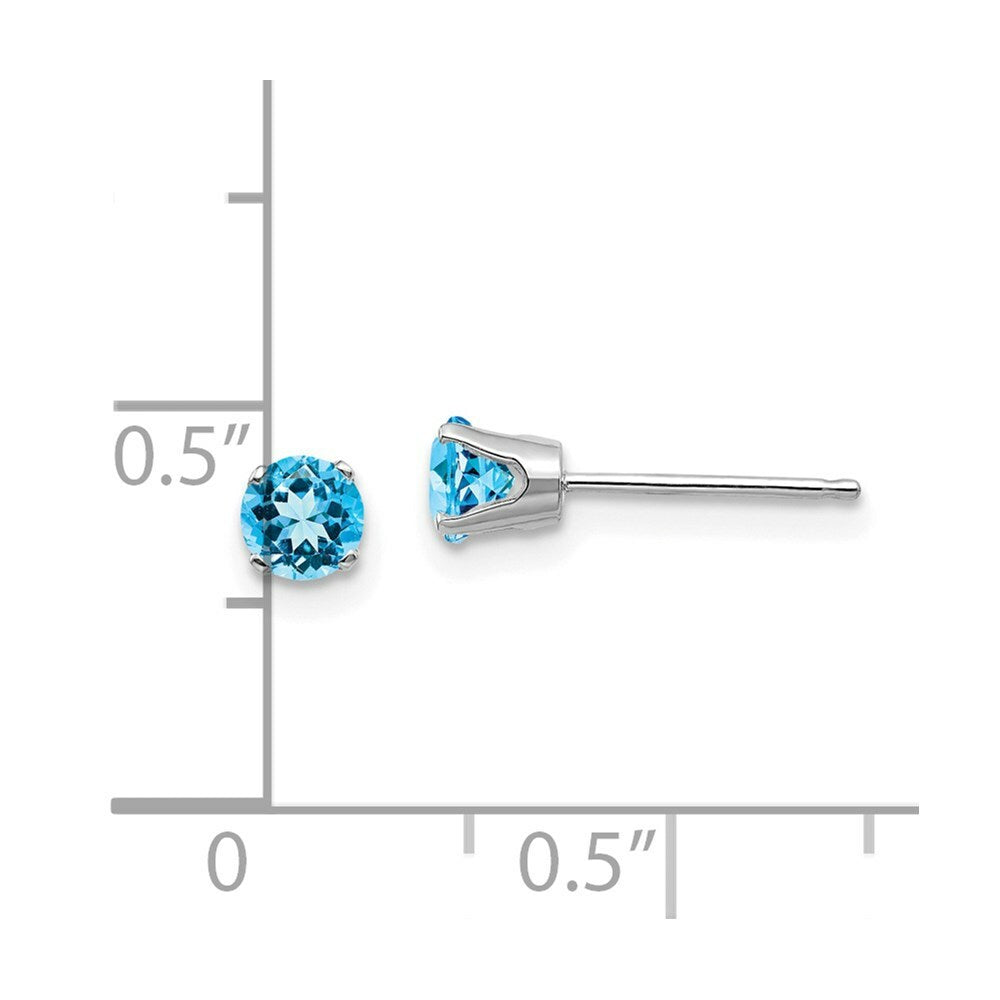 14K White Gold 4mm Blue Topaz Stud Earrings 0.66-Carat tw