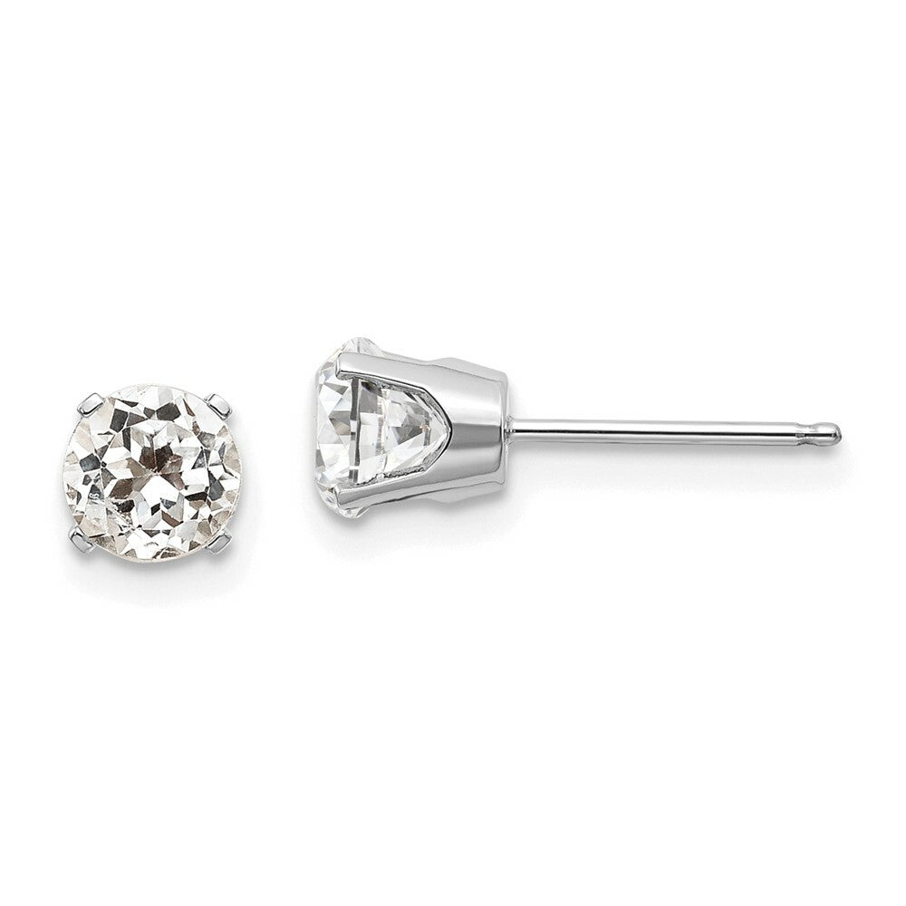 14K White Gold 5mm White Topaz Stud Earrings 1.2-Carat tw