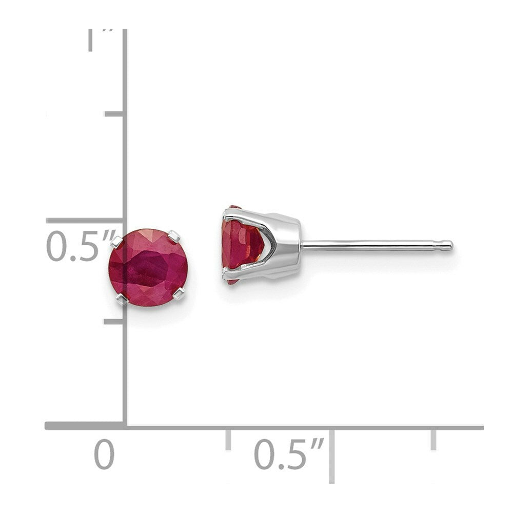 14K White Gold 5mm Ruby Stud Earrings 1.4-Carat tw