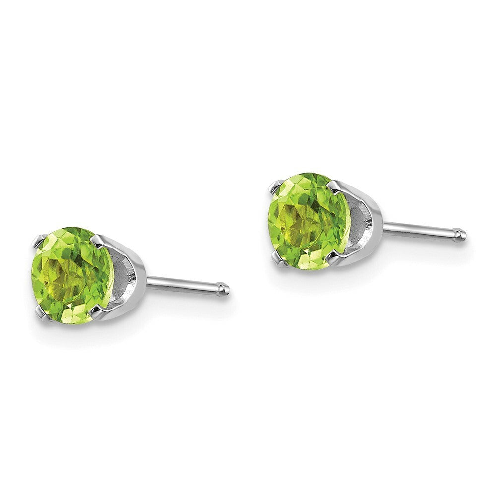 14K White Gold 5mm Peridot Stud Earrings 1.12-Carat tw