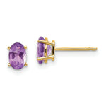 Load image into Gallery viewer, 14K Yellow Gold 6x4 Oval February/Amethyst Post Earrings, 4/5-Carat Gemweight
