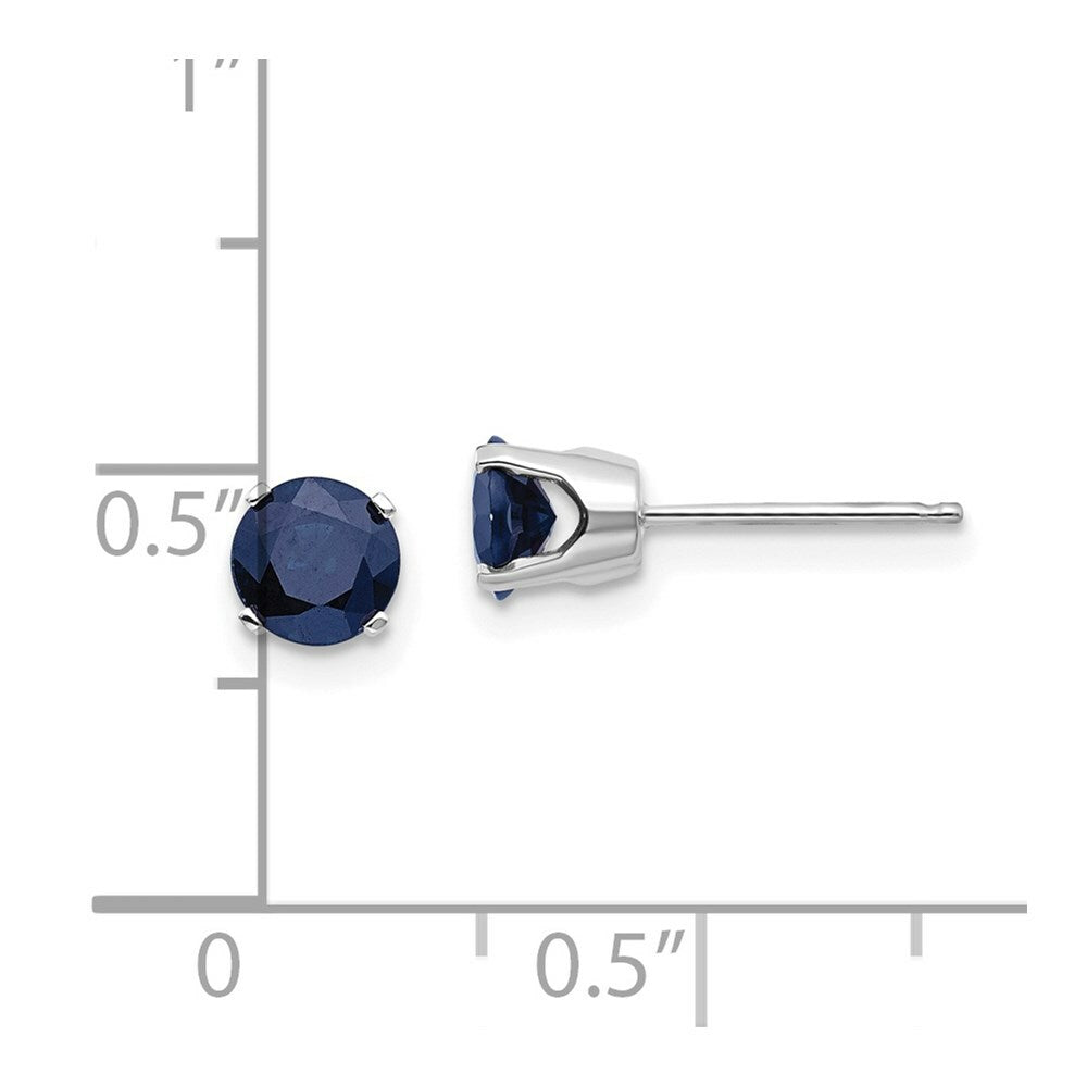 14K White Gold 5mm Sapphire Stud Earrings 1.4-Carat tw