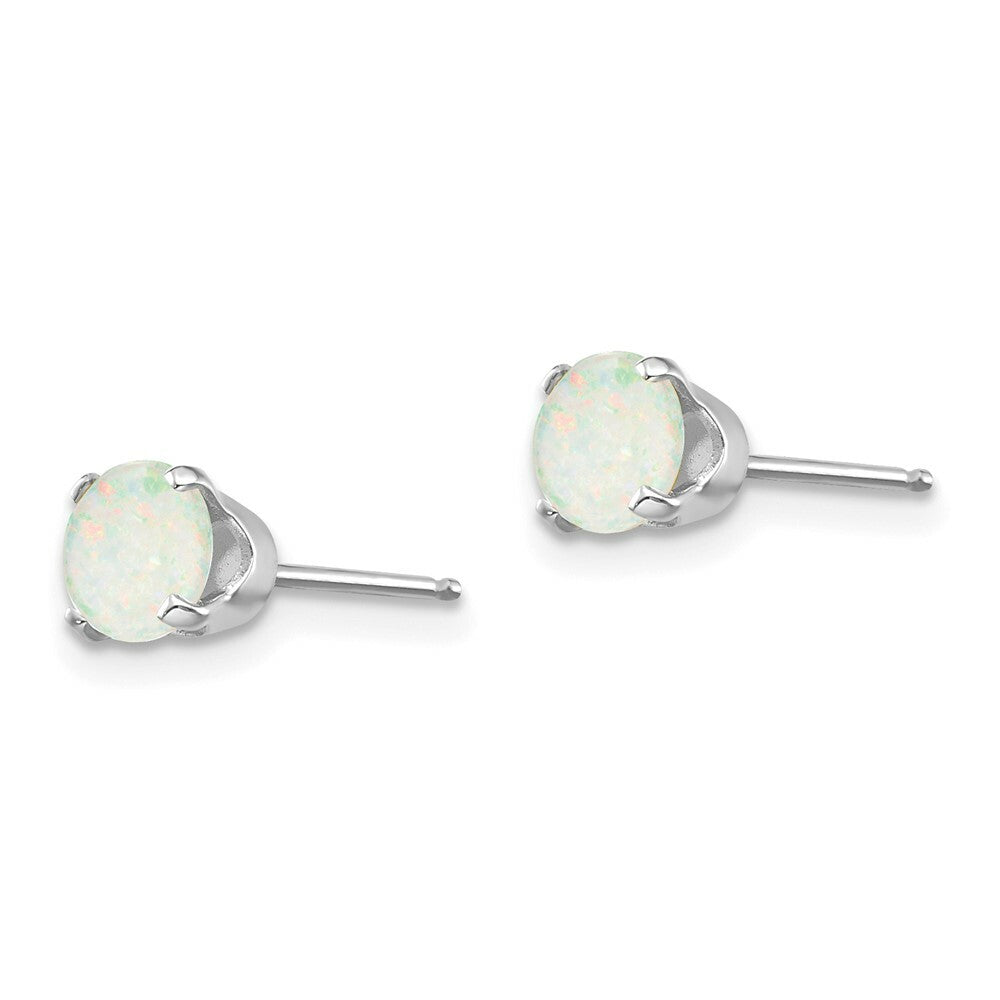 14K White Gold 5mm Opal Stud Earrings 0.6-Carat tw