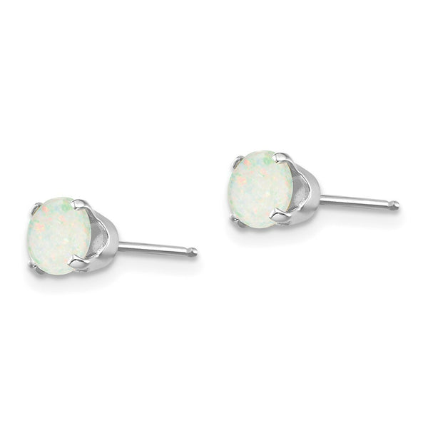 14K White Gold 5mm Opal Stud Earrings 0.6-Carat tw