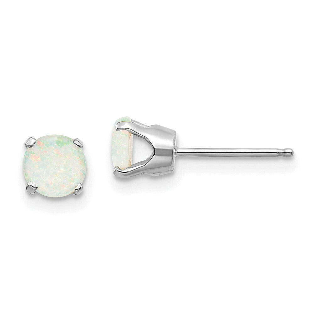 14K White Gold 5mm Opal Stud Earrings 0.6-Carat tw