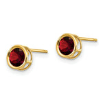 Load image into Gallery viewer, 14K Yellow Gold 5mm Bezel Garnet Stud Earrings, 1.26-Carat Gemweight
