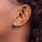 Load image into Gallery viewer, 14K Yellow Gold 5mm Bezel Aquamarine Stud Earrings, 1-Carat Gemweight
