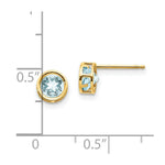 Load image into Gallery viewer, 14K Yellow Gold 5mm Bezel Aquamarine Stud Earrings, 1-Carat Gemweight
