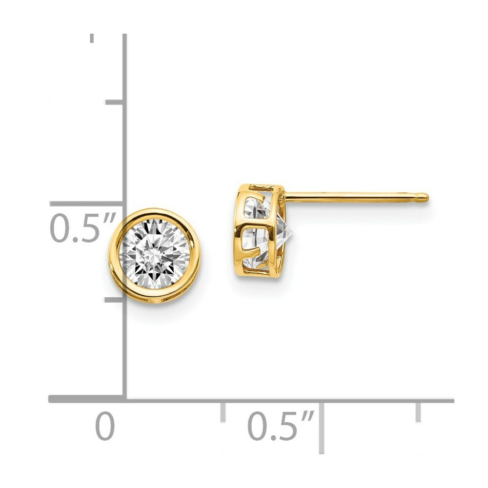 14K Yellow Gold 5mm Bezel White Topaz Stud Earrings, 1.2-Carat Gemweight