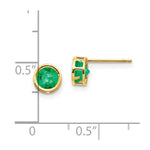 Load image into Gallery viewer, 14K Yellow Gold 5mm Bezel Emerald Stud Earrings, 1-Carat Gemweight

