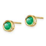 Load image into Gallery viewer, 14K Yellow Gold 5mm Bezel Emerald Stud Earrings, 1-Carat Gemweight
