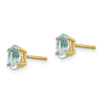 Load image into Gallery viewer, 14K Yellow Gold 6x4 Oval March Aquamarine Post Earrings 0.86-Carat tw
