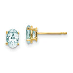 Load image into Gallery viewer, 14K Yellow Gold 6x4 Oval March Aquamarine Post Earrings 0.86-Carat tw
