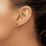 Load image into Gallery viewer, 14k 5mm Bezel Ruby Stud Earrings, 14 kt Yellow Gold
