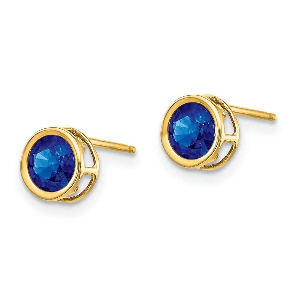 14K Yellow Gold 5mm Bezel Sapphire Stud Earrings 1.4-Carat tw