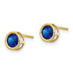 Load image into Gallery viewer, 14K Yellow Gold 5mm Bezel Sapphire Stud Earrings 1.4-Carat tw
