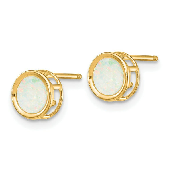 14K Yellow Gold 5mm Bezel Opal Stud Earrings 0.6-Carat tw