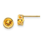 Load image into Gallery viewer, 14k 5mm Bezel Citrine Stud Earrings, 14 kt Yellow Gold
