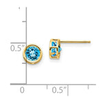 Load image into Gallery viewer, 14k 5mm Bezel Blue Topaz Stud Earrings, 14 kt Yellow Gold
