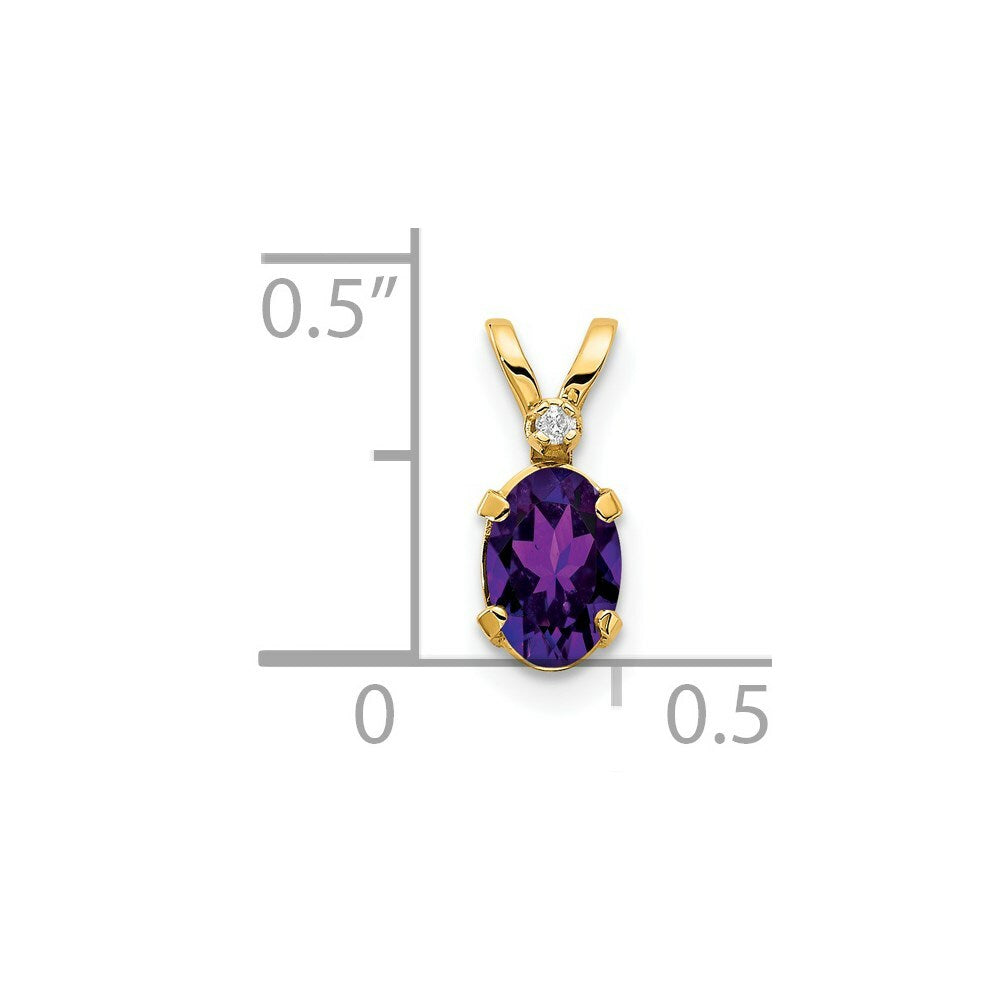 14K Yellow Gold Diamond & 0.42-Carat Oval Amethyst Birthstone Pendant