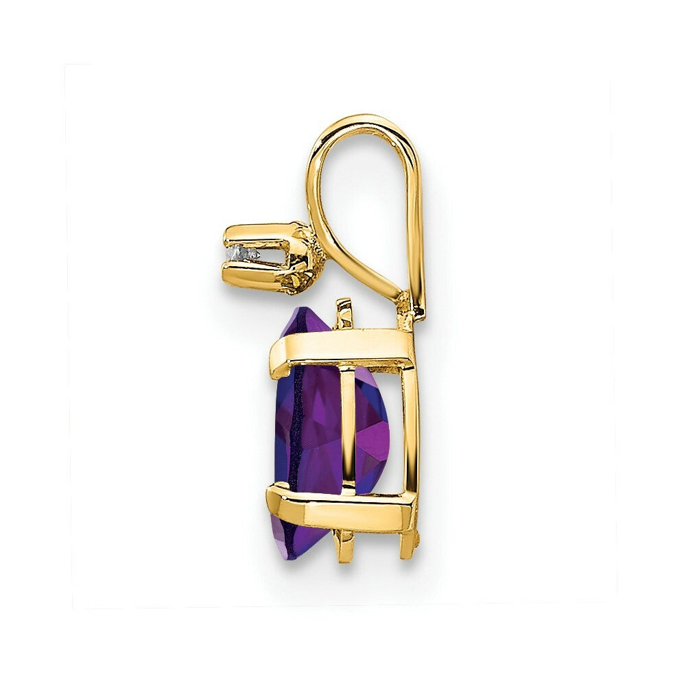 14K Yellow Gold Diamond & 0.42-Carat Oval Amethyst Birthstone Pendant