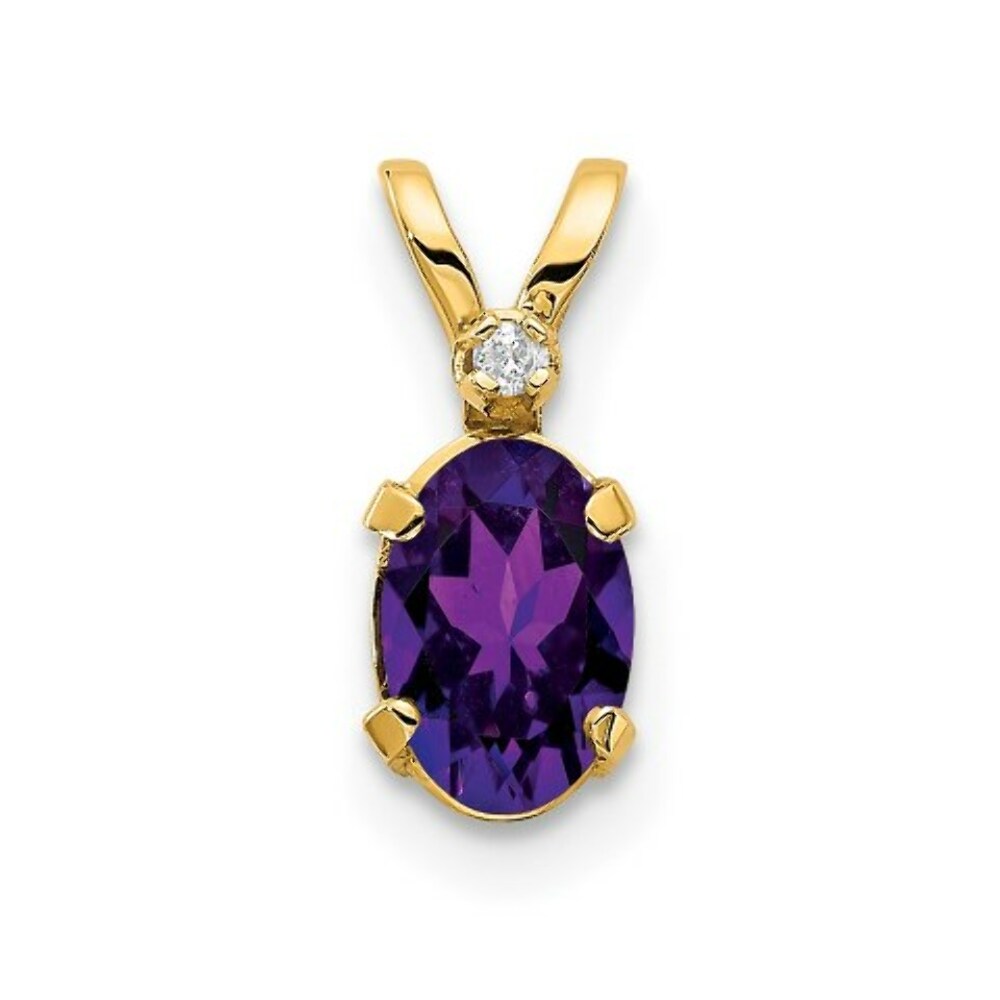 14K Yellow Gold Diamond & 0.42-Carat Oval Amethyst Birthstone Pendant