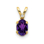 Load image into Gallery viewer, 14K Yellow Gold Diamond &amp; 0.42-Carat Oval Amethyst Birthstone Pendant
