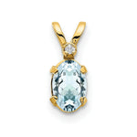 Load image into Gallery viewer, 14K Yellow Gold Diamond &amp; 0.43-Carat Oval Aquamarine Birthstone Pendant
