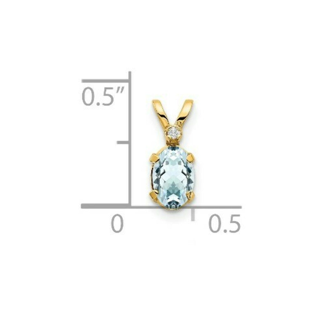 14K Yellow Gold Diamond & 0.43-Carat Oval Aquamarine Birthstone Pendant