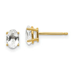 Load image into Gallery viewer, 14K Yellow Gold 6x4 Oval April White Zircon Post Earrings 1.1-Carat tw
