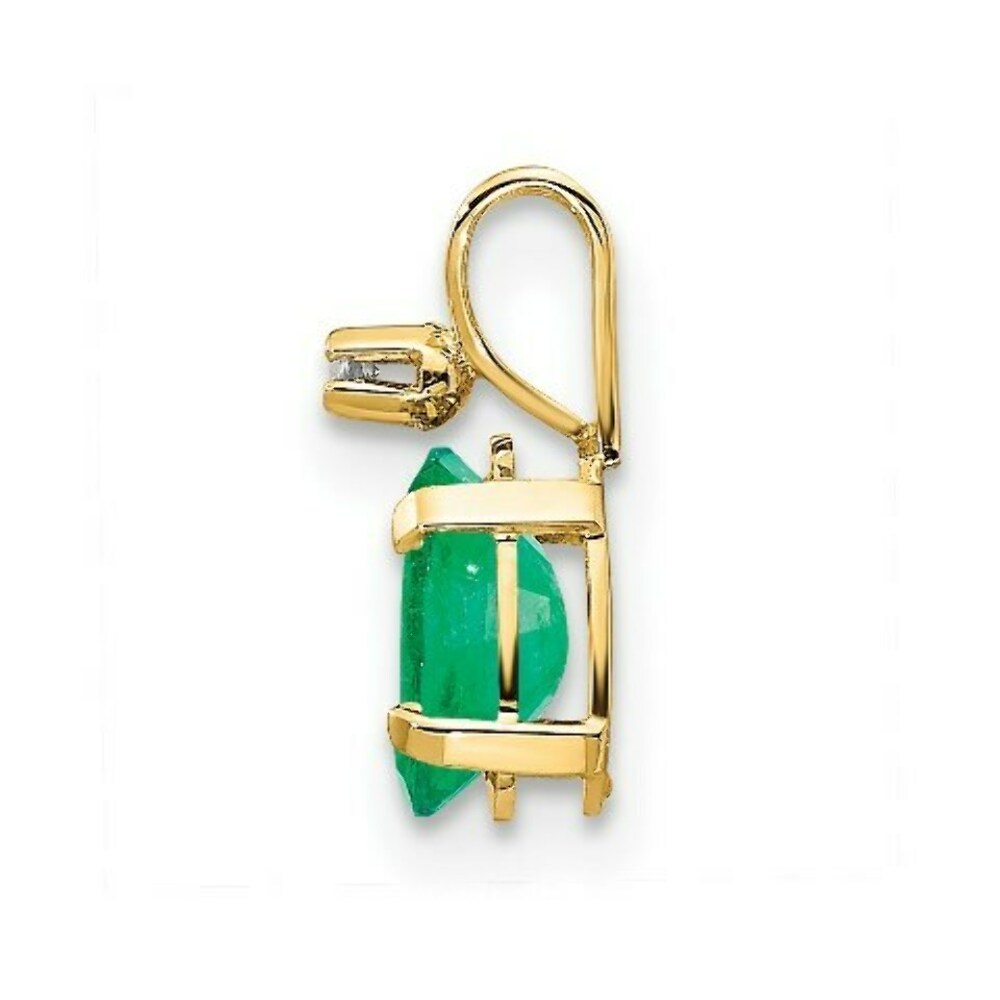 14K Yellow Gold Diamond & 1/2-Carat Oval Emerald Birthstone Pendant