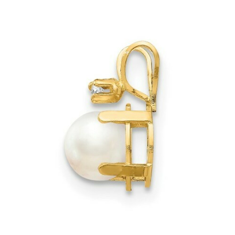 14K Yellow Gold Diamond & Freshwater Cultured Pearl Birthstone Pendant