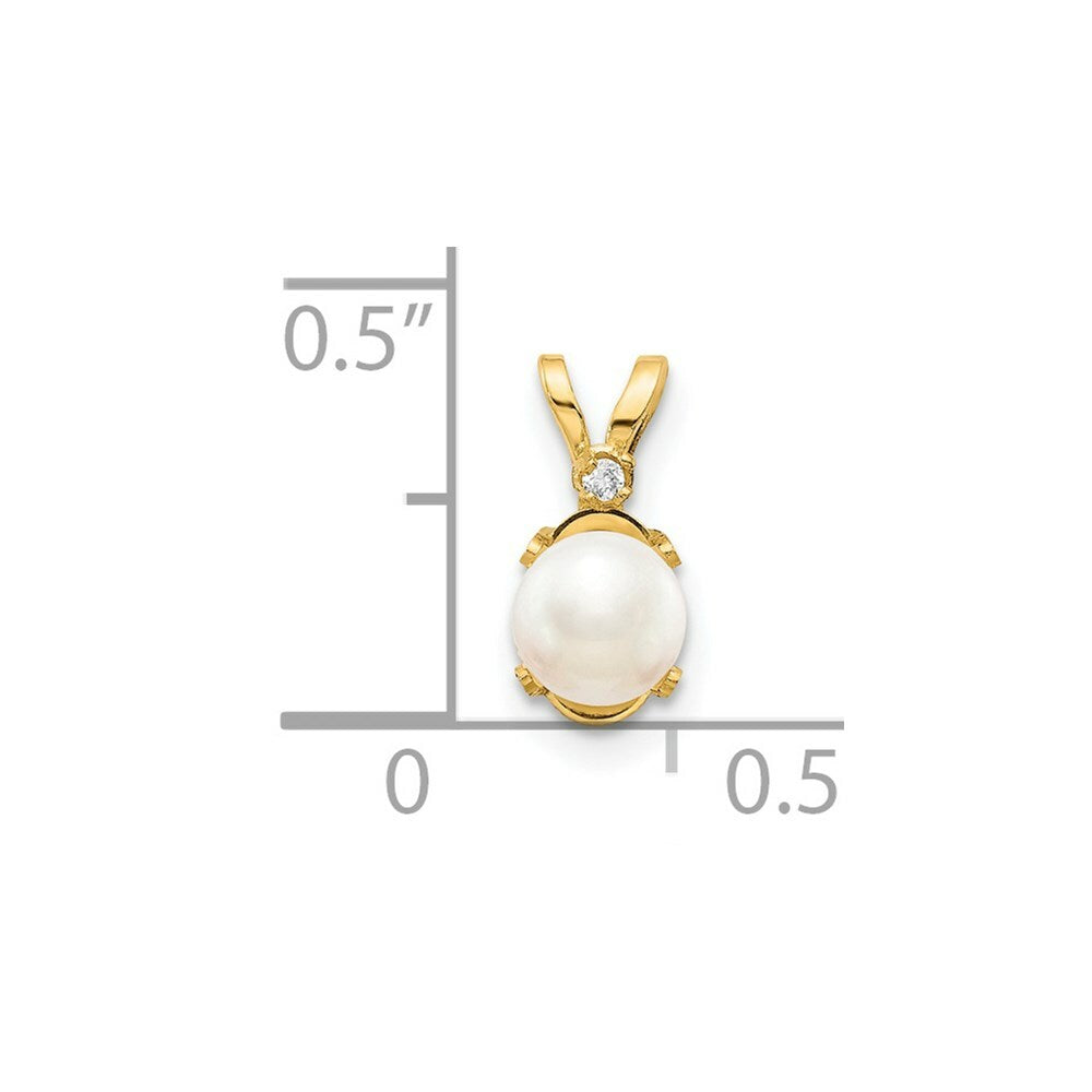 14K Yellow Gold Diamond & Freshwater Cultured Pearl Birthstone Pendant