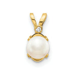 Load image into Gallery viewer, 14K Yellow Gold Diamond &amp; Freshwater Cultured Pearl Birthstone Pendant
